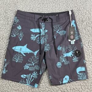 Vissla Mega Lab 18.5" Boardshorts Men's 29 Phantom Shark Blue Coral $69